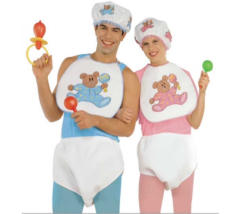 Baby kostume - onesize lyserød og lyseblå - Polterabend - BENT ...